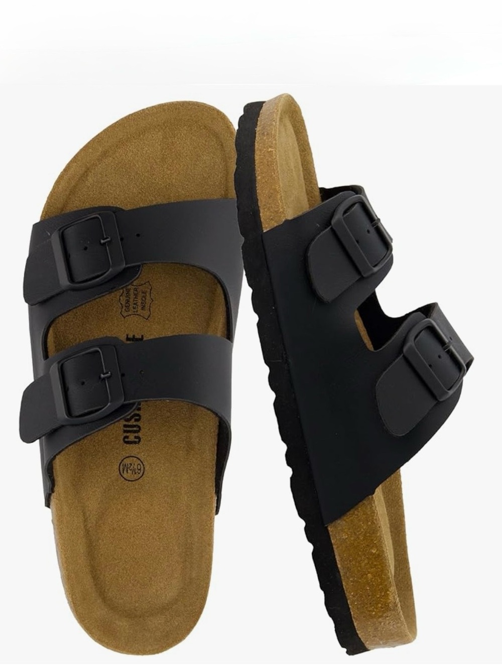CUSHIONAIRE Lane Cork Footbed Sandals Comfortable Double Buckle Slip On Sandals